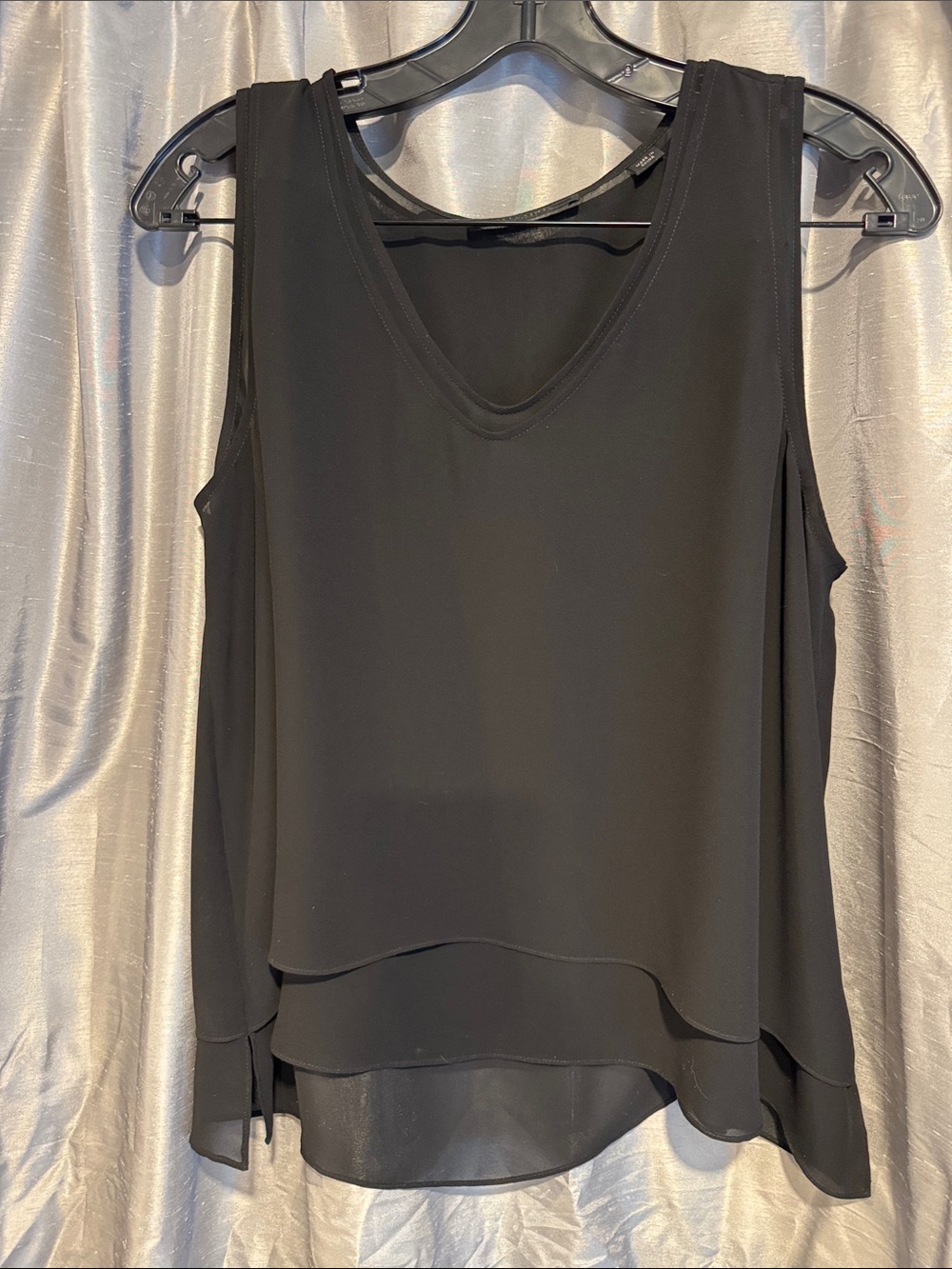 AllSaints Black Layered V-Neck Twin Top Size Medium